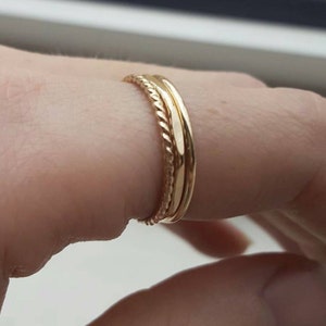 Gold stacking ring set (THREE RINGS); rose gold stacking rings; stackable rings; gold rings; rose gold rings; hammered rings; multi rings