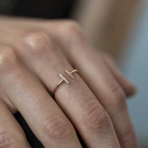 Bar ring; double bar ring; stacking ring; gold stacking ring; adjustable ring; silver stacking ring; minimalistic ring