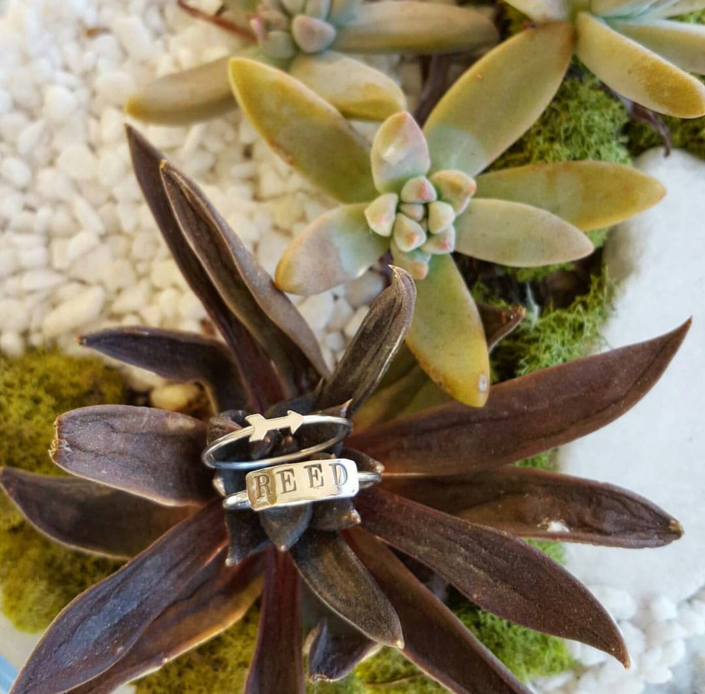 TWO Custom Personalized Name or Date Sterling Silver Rings