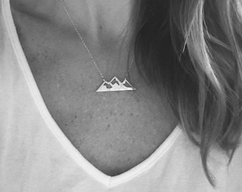 Mountain necklace; gold or silver mountain range necklace; the mountains are calling; mountain jewelry; Nature jewelry