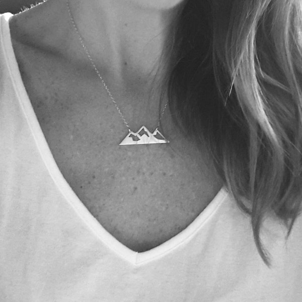 Mountain necklace; gold or silver mountain range necklace; the mountains are calling; mountain jewelry; Nature jewelry