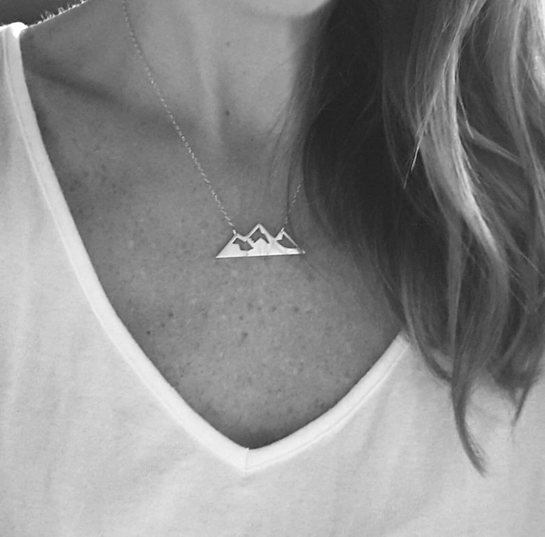 Mountain necklace gold or silver mountain range necklace the mountains are calling mountain jewelry Nature jewelry image 1