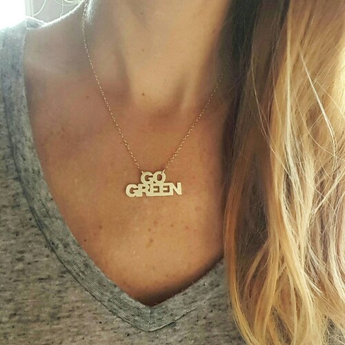 Michigan State Spartans Go Green Gold Or Silver Necklace Gold Etsy