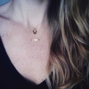 Tiny delicate hamsa hand necklace with 14k gold filled chain image 2