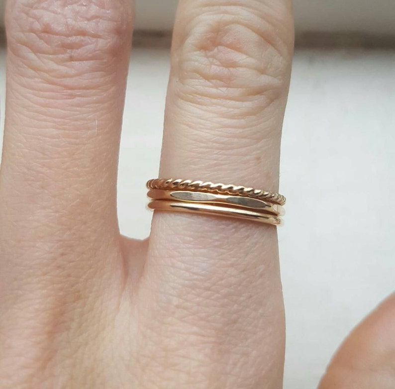 Gold stacking ring set TWO RINGS rose gold stacking rings gold rings, rose gold rings stackable rings dainty rings gold stacking ring image 5