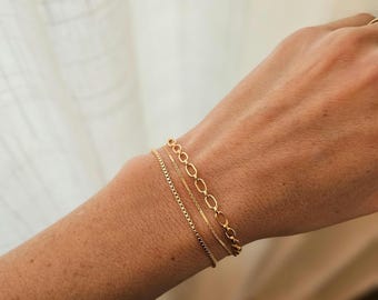 Pulseira de corrente longa e curta; pulseira dourada para usar em camadas; pulseira prateada; pulseira de corrente delicada