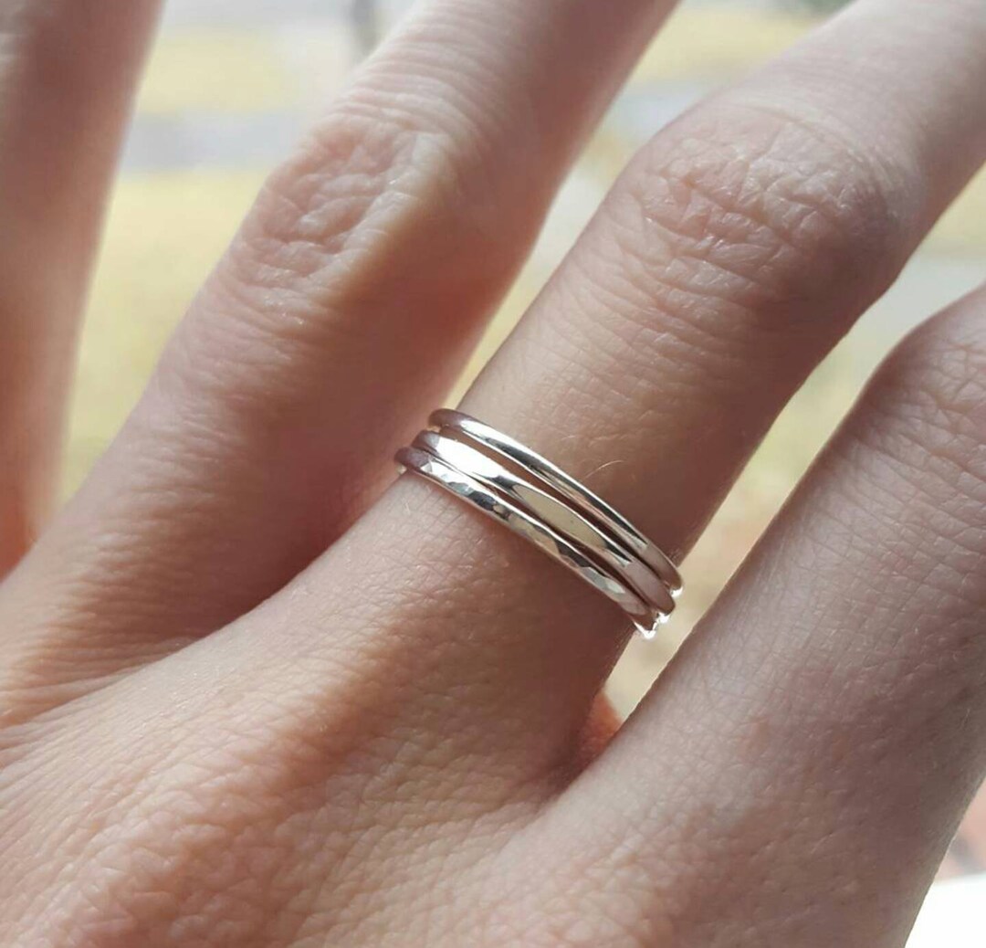 Silver Stacking Rings Set (THREE RINGS); Sterling Silver Rings ...