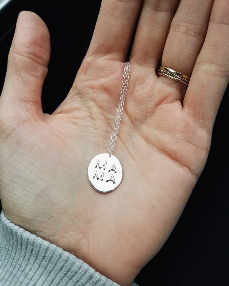 Mama necklace gifts for mom gifts for her mother's gift coin necklace circle necklace silver mom necklace gold mama necklace image 4