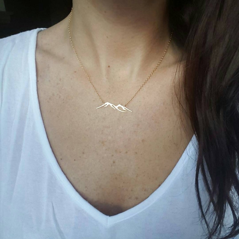 Mountain necklace mountains are calling gold mountain or silver mountain jewelry mountain range outdoor necklace mountain jewelry image 2