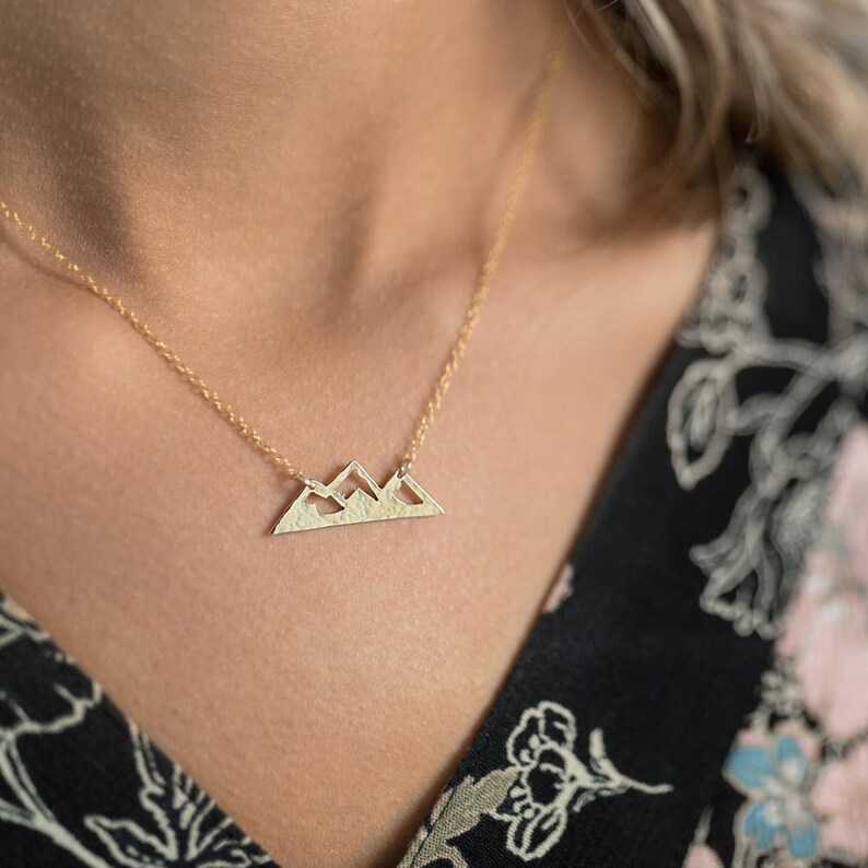 Mountain necklace gold or silver mountain range necklace the mountains are calling mountain jewelry Nature jewelry image 5