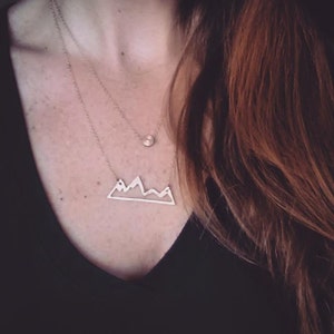 Mountain necklace gold or silver; Mountain jewelry; Mountain layering necklace; Mountain range necklace; Mountains are Calling