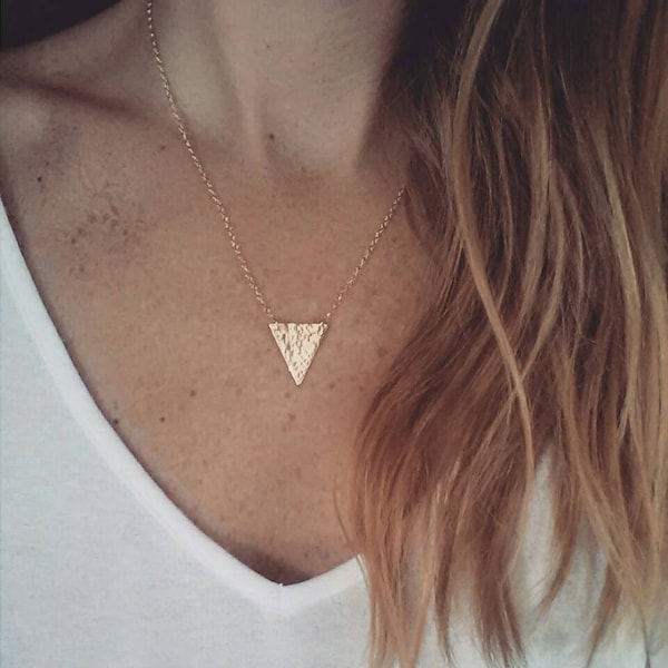 Triangle and Dot (circle) brass gold plated Dainty Layering Necklaces with 14k gold-filled chain