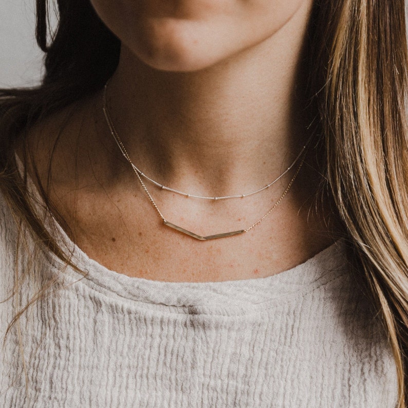Satellite choker necklace beaded necklace gold dainty necklace silver dainty necklace layering necklace rose gold necklace gold choker 画像 3