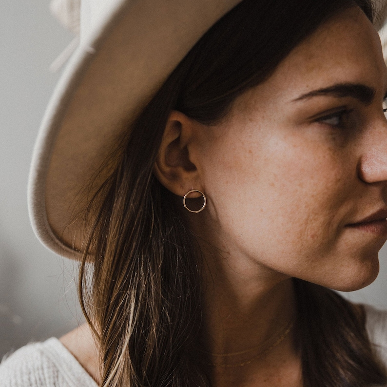 Circle stud earrings round earrings dot earrings gold stud earrings open circle earrings drop earrings dainty earrings simple earring image 2