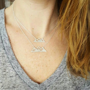 Mountain necklace gold or silver mountain range necklace the mountains are calling mountain jewelry Nature jewelry image 3