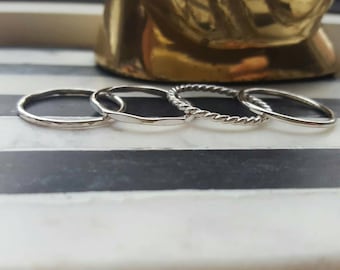 Silver stacking rings set (TWO RINGS); sterling silver stacking rings; stackable rings; silver rings; stacking set; simple rings