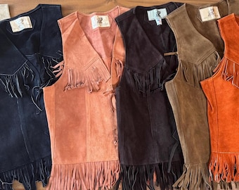 Suede Fringe Vest: Authentic Leather Cowboy Cowgirl Boho Chic Hippie Festival vest coachella