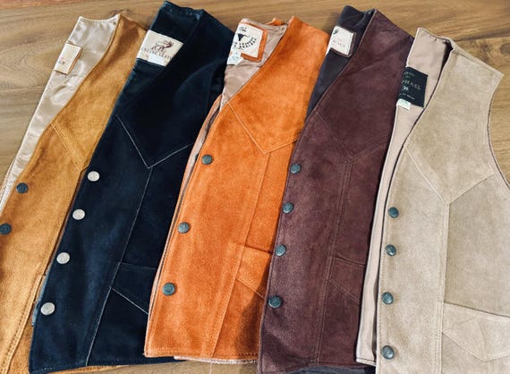 Suede Vest: Authentic Leather Cowboy Cowgirl Boho Chic Hippie snap front festival vest coachella