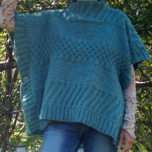 Lexie Poncho, Knitting Pattern, Easy to Knit, Knit Poncho, Textured Poncho, Textured Stitches