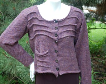 Pleated Knit Crop Cardigan with Pockets (Knitting Pattern)