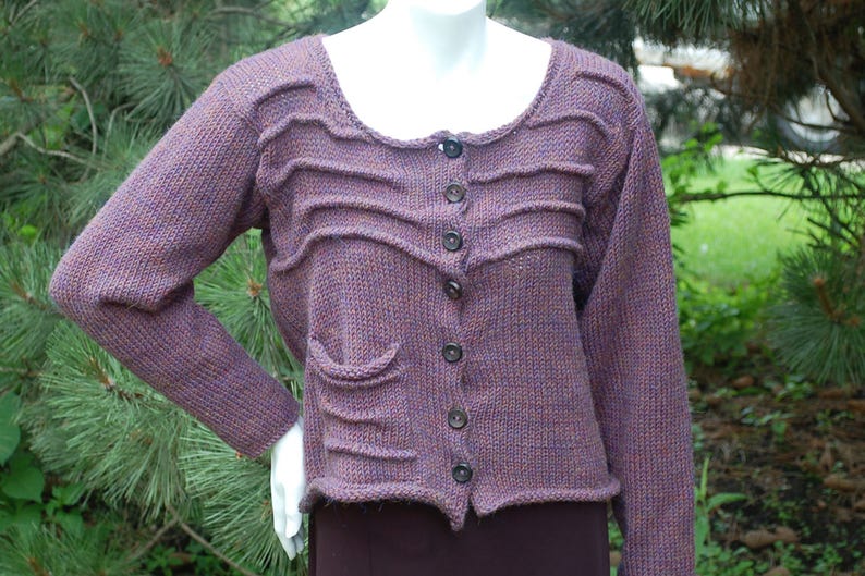 Knit Cardigan, Crop Cardigan, Pleated Cardigan, Women's Cardigan, Cardigan with pocket, Knitting Pattern, Cardigan to knit, Knit Sweater image 1