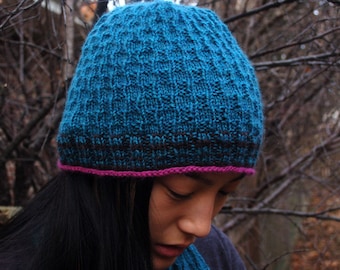 Crooked Walk Hat, Womens Knitted Hat, Hand Knit Hat, Knitting pattern, Easy to knit Hat, Close Fitting Hat