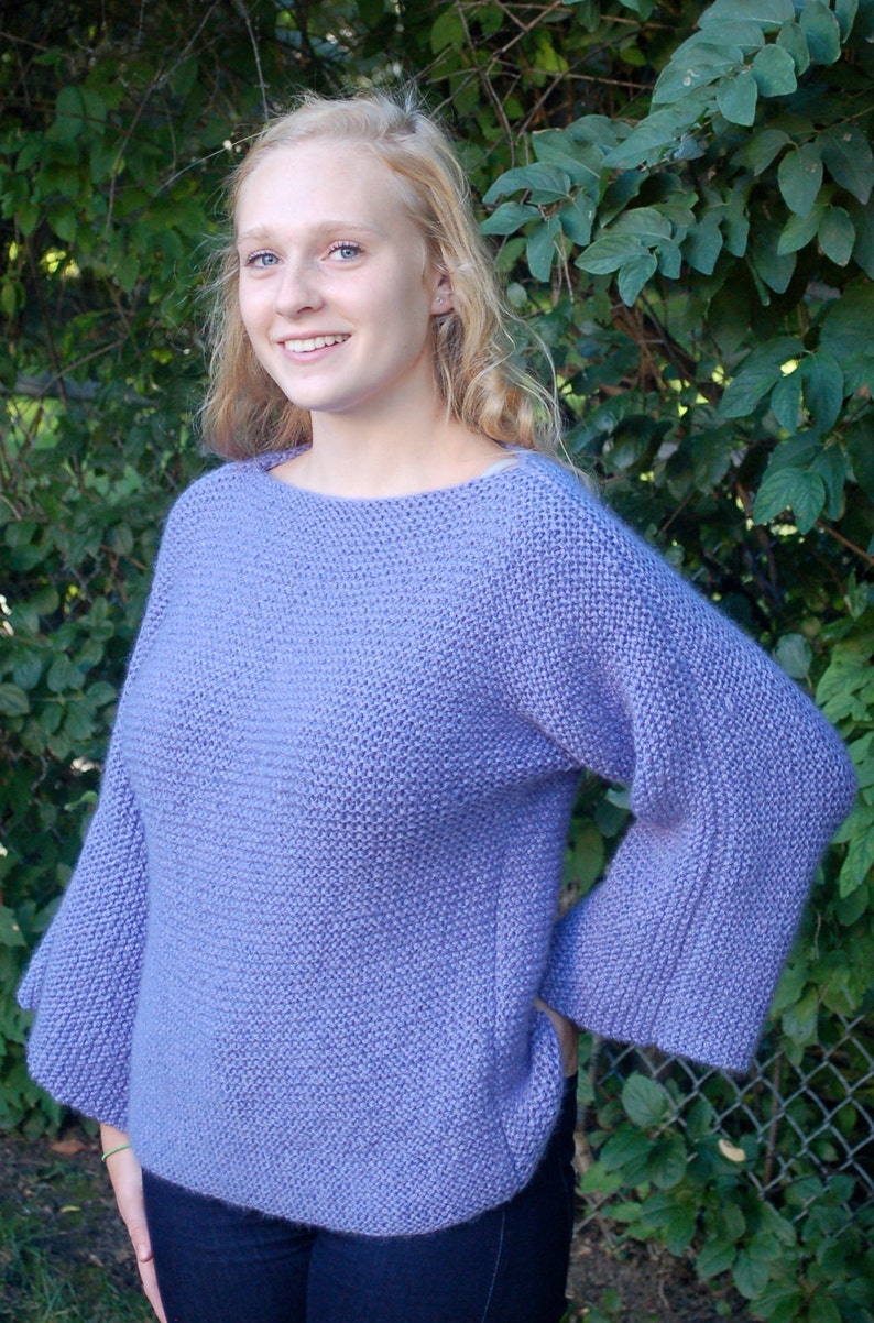 Easy to knit sweater pattern Garter stitch knitting pattern Etsy