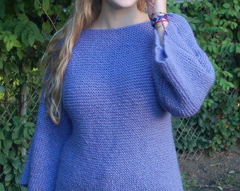 Easy to knit sweater pattern, Garter stitch knitting pattern, Simple to knit sweater pattern