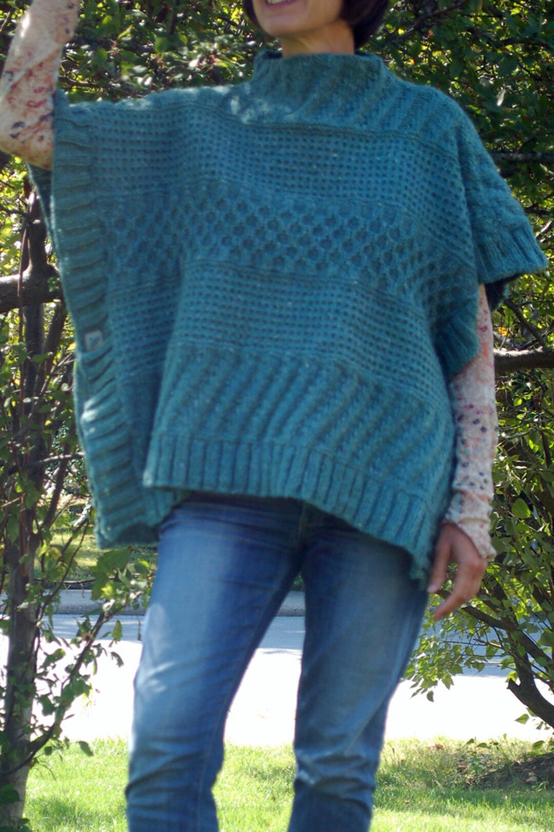 Lexie Poncho Knitting Pattern: Easy Textured Knit - Etsy