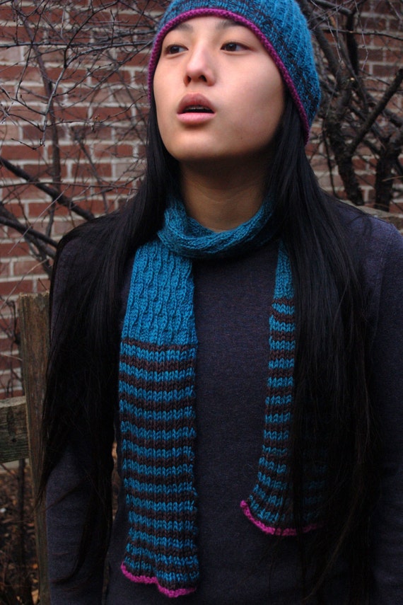 Hand Knit Hat and Scarf Pattern: Alpaca Blend, Sport Weight  display picture 3