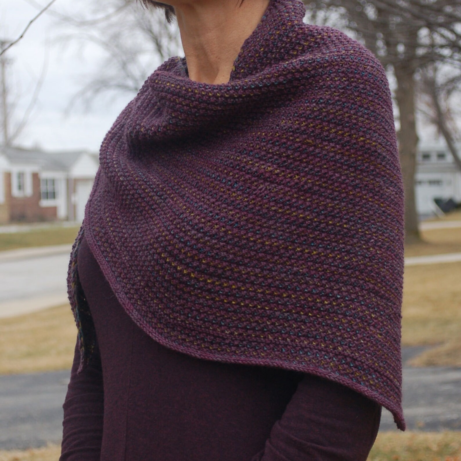 Triangle Shawl Knit Triangle Shawl Women's Shawl Knit Etsy