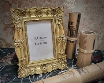Deluxe photoframe, Baroque style, 10x15cm, 4x6 inches, photo personalization, Castle decor, Gold frame, Victorian Decor, Vintage look