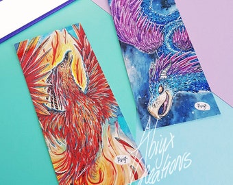 Marque-pages Oiseaux magiques - Créatures fantastiques - Ensemble ou individuel - Phénix - Casoar