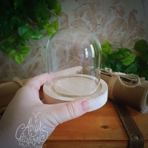 Cloche - 10x11cm - Glass dome - Wood base - Diorama - Collectible Display case - Terrarium - Craft Supplies - CUSTOM BASE