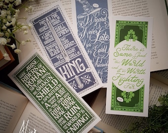 Set of LOTR Bookmarks - Lord of the Rings Quote inspired - The Hobbit - Aragorn - Rohan - Tolkien