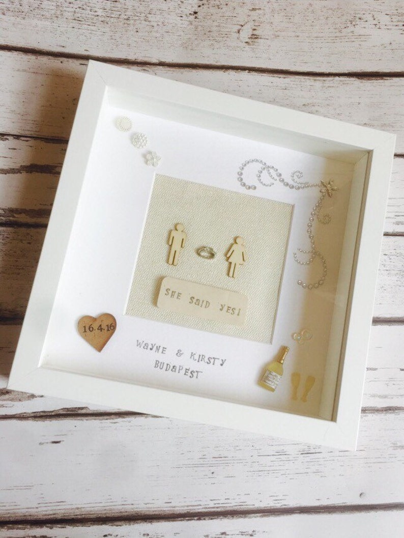 Engagement Frame She Said Yes Box Gift Present Handmade Wedding Gifts Personalised