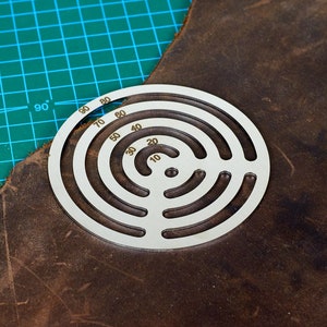 Steel French Template Circle Cutting Corner Ruler N3374 3.54 × 3.54 inch, Metal Stencil Leather Craft, Leathercraft Circle Cutter Tool