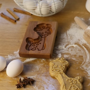 Cookie stamp &quot;Giraffe&quot;. Wooden springerle stamp. Baking mold for cookies, gingerbread