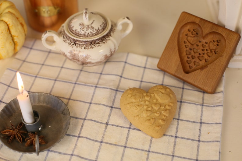 Shortbread Mold Hearts. Carved Wooden Form for Baking Etsy