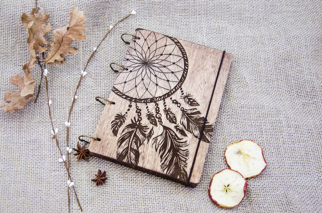 Wooden Sketchbook Dream Catcher Notebook Wooden Notebook Personalized
