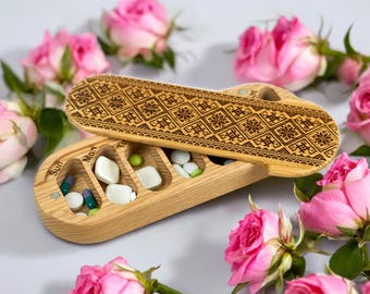 7 day empty pill box Folk-7 , rectangular pill box, pill container, pill box, pill frame, weekly pill box