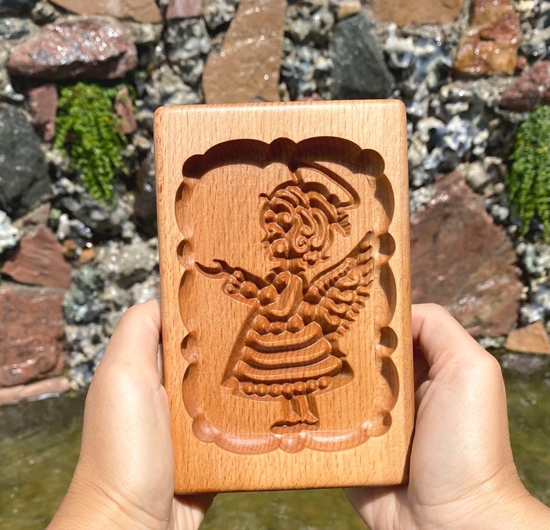 Set snowman candle moldes, angel mold and snowflake mold, christmas molds, custom cookie cutter, cookie stamp, wooden cookie stamp image 2