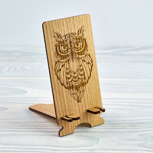 Phone Stand Owl Iphone Stand Custom Phone Stand Laptop Stand Wooden Phone Stand Wood Phone Station Wooden Phone Holder Cell Phone Stand