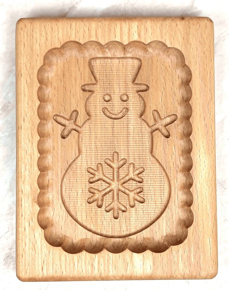 Set snowman candle moldes, angel mold and snowflake mold, christmas molds, custom cookie cutter, cookie stamp, wooden cookie stamp image 8