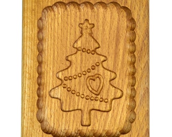 Gingerbread mold pattern carved. Pattern # 12. Wooden cookie cutter. Baking Springerle stamp