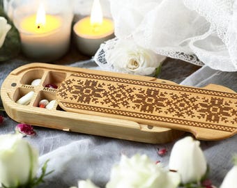 Weekly Folk-1 Double Pill Organizer 7 Day Pill Box Wooden Pill Box Morning Evening Pill Case