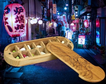 Handcrafted Wooden 14-Compartment Pill Organizer, Personalized