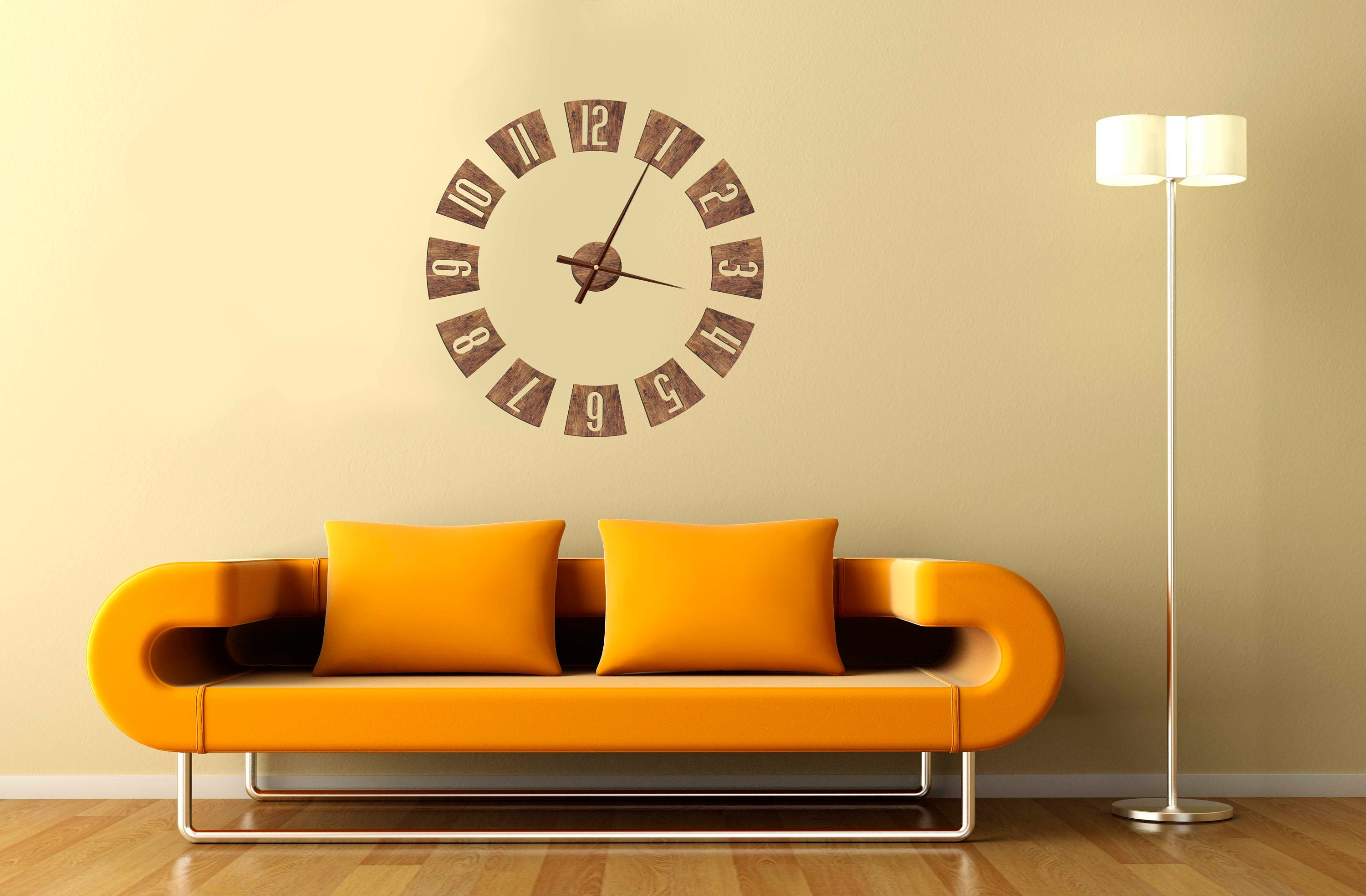 Wood Clock Arabic Numerals Large Wall Clock Wall Clock Art Etsy