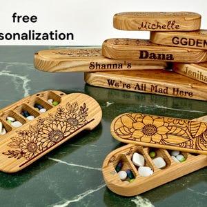 Wooden 7-Day Pill Box with Personalization. 7 cells
