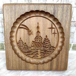 Lebkuchenform Muster geschnitzt. Sternschnuppe. Ausstechform aus Holz. Backen Springerle Stempel